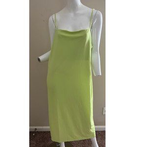 CUTE H&M /LONG SLIP DRESS WITH  LIGHT PLUNGED TOP LIME GREEN /SZ L